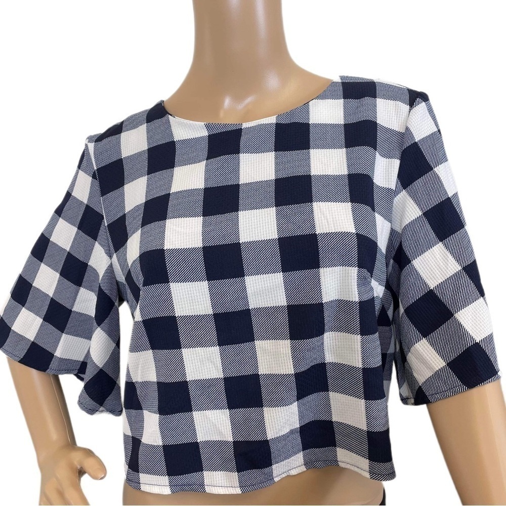 Girls On Film - Blue & White Squares Midriff Shirt size 8